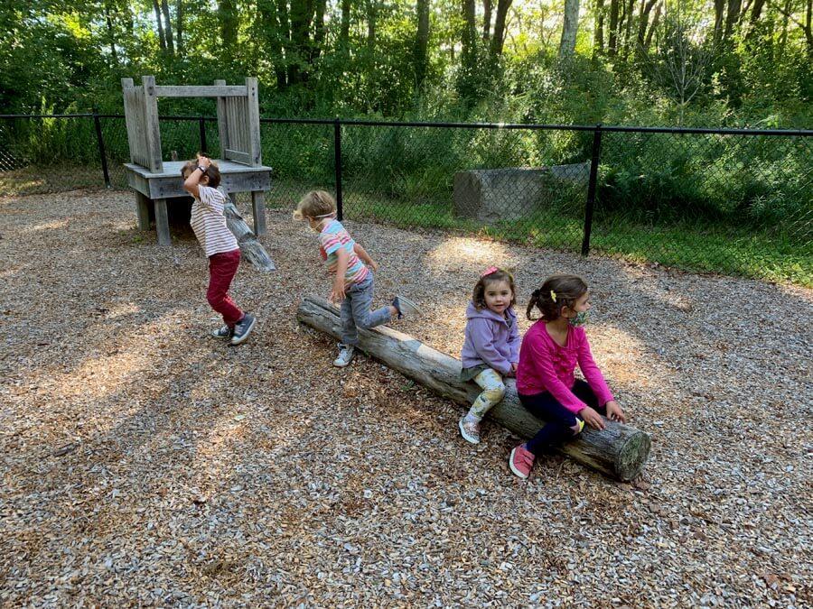 1- Children on log - Private-School-RI-Montessori