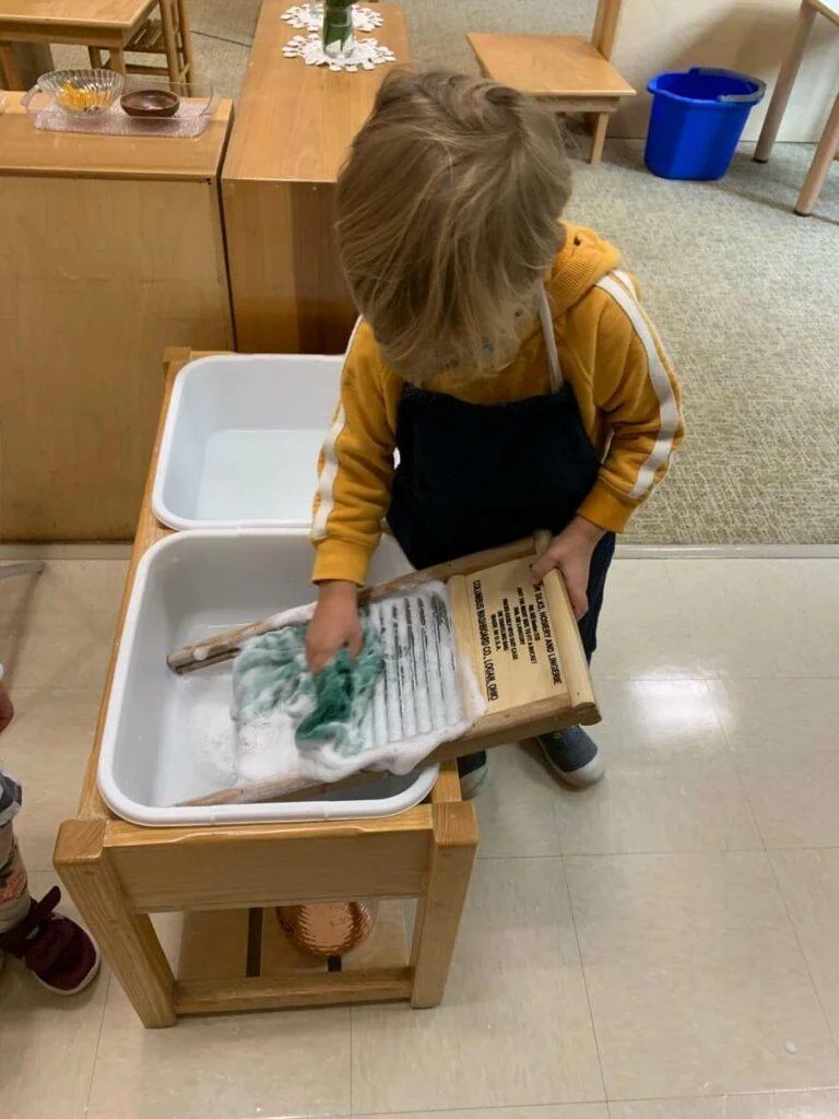Primary Practical Life 9 Scrubbing Private-School-RI-Montessori